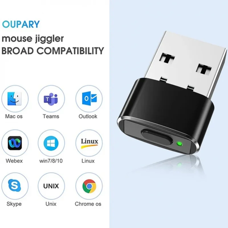 Mini Mouse Jiggler ON/Off Button USB Automatic Mouse Mover Undetectable Plug And Play Keeps PC Awake Movement Simulator
