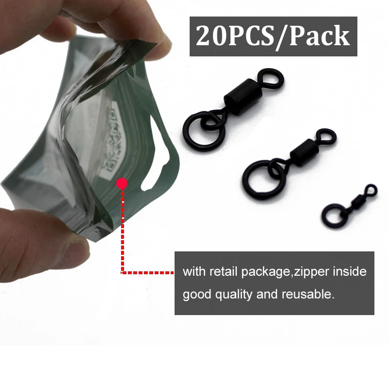 20pcs Carp Fishing Tackle Quick Change Swivel Micro Hook Ring Swivel Flexi Boxes  Accessories For Carp Fishing Equipment