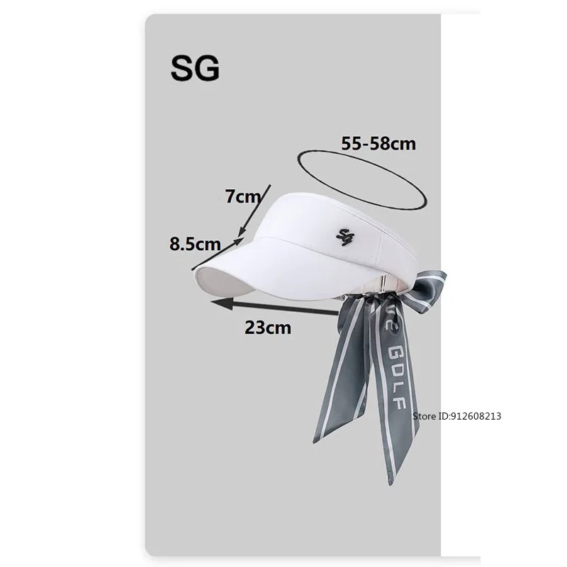 SG New Empty Top Cap Women Sunscreen Adjustable Sports Golf Hat Anti-UV Casual Cap with Removable Bow Golf Aids view 6