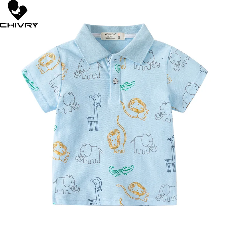 

Boys Casual Polo Shirts New 2024 Summer Kids Cute Cartoon Animal Print Short Sleeve Lapel T-shirt Tops Kids Clothing