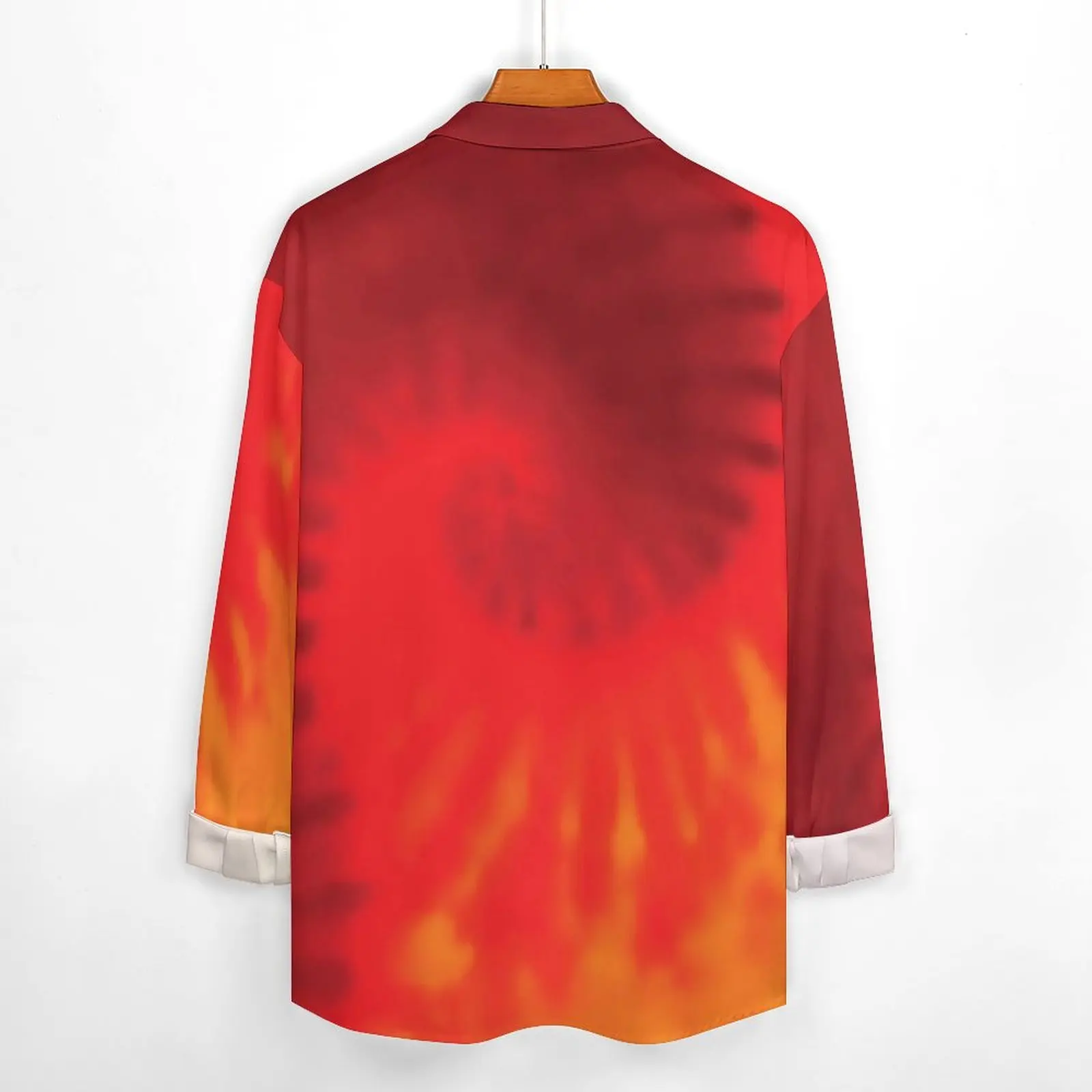 Tie Dye Shirt Spring Yellow Orange Red Spiral Casual Shirts Men Loose Blouses Long Sleeve Graphic Y2K Clothes Plus Size