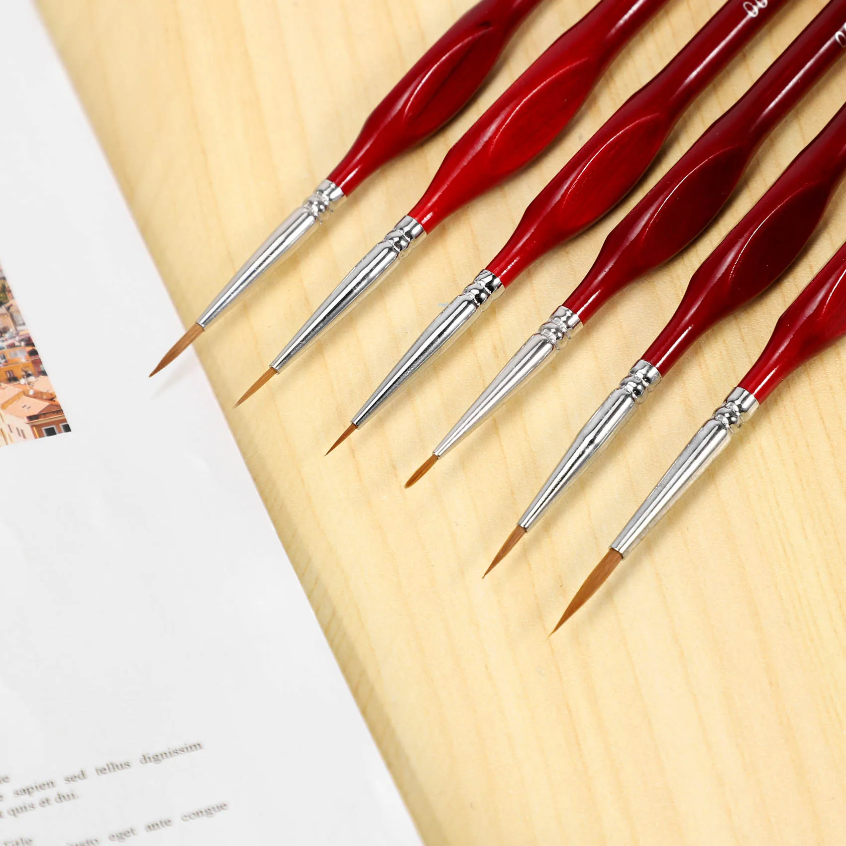 Pennelli per pittura Fine da 6 pezzi-Set di pennelli per dettagli-per acrilico, acquerello, olio