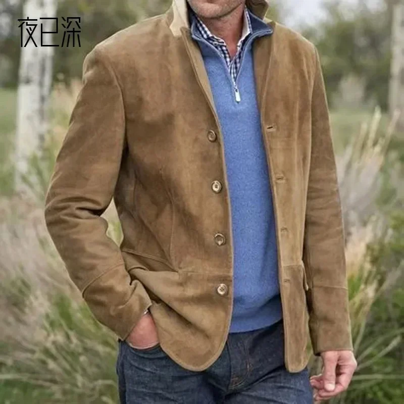 New Autumn Winter New Retro Casual Coat Business Simplicity Men Warm Button Jacket Blazer