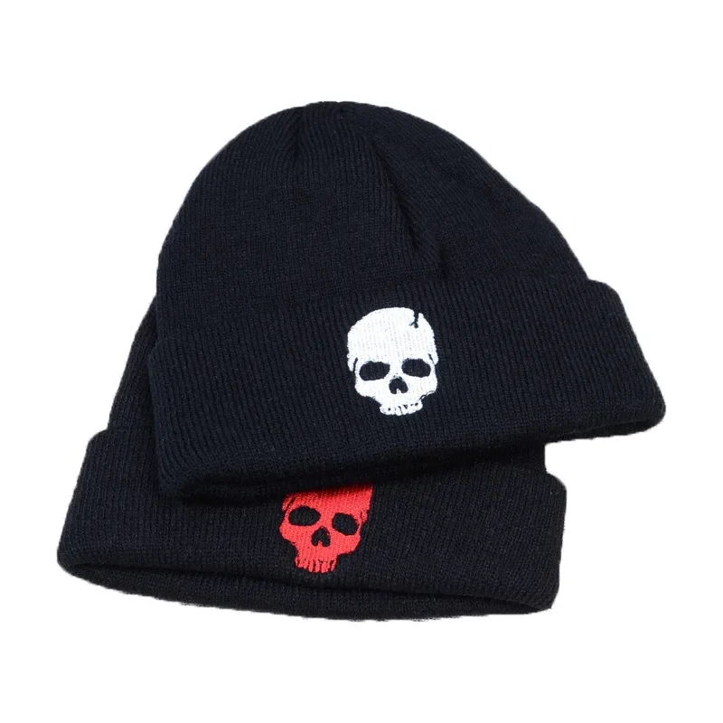 Unisex Winter Cool Cartoon Skull Print Knitted Windproof Warm Cap Men Women Punk Hip Hop Fashion Black Hat Skullies Beanies K1