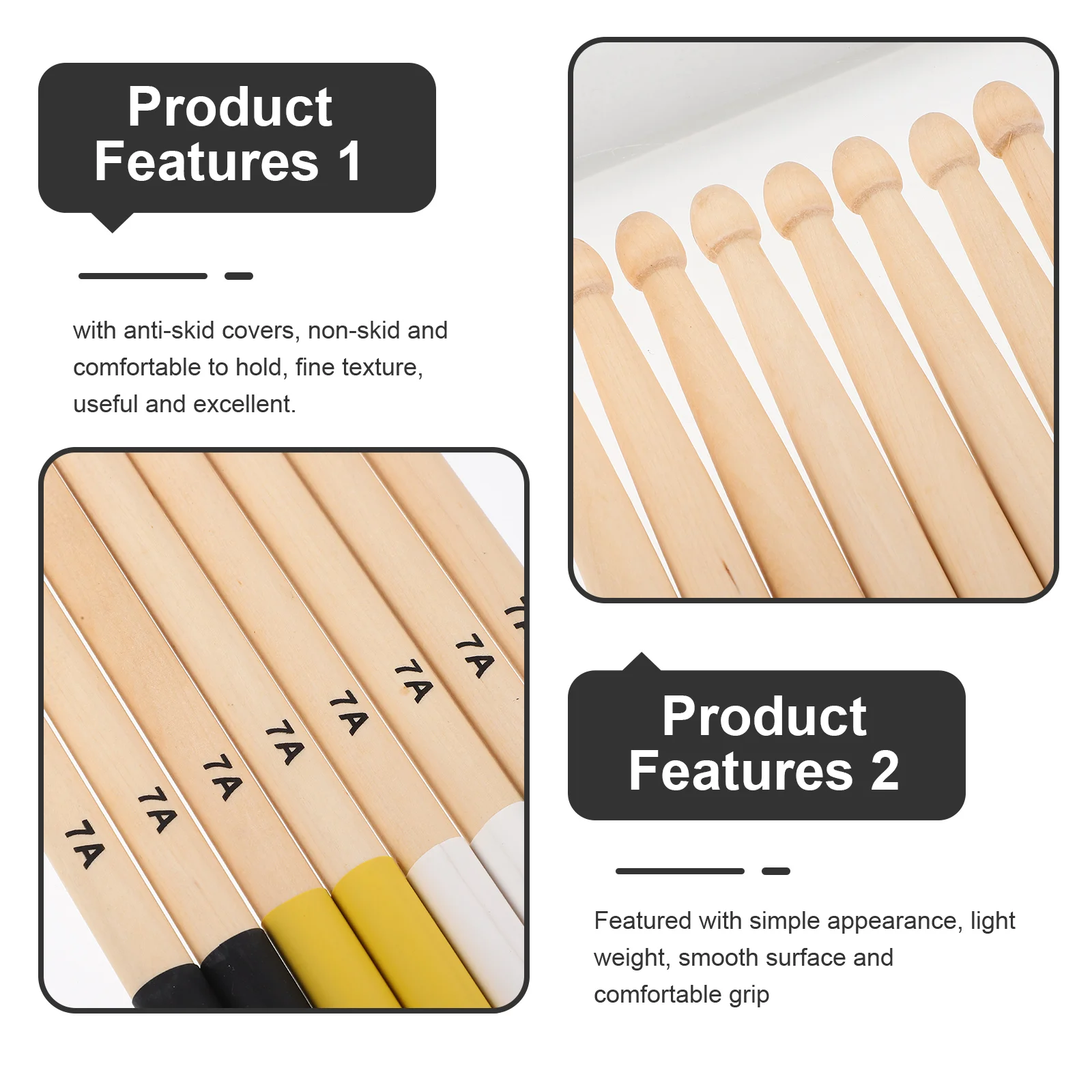 

4 Pairs Maple Non-slip Drumsticks Accessories Wooden Drumming Hand Percussion Mallets