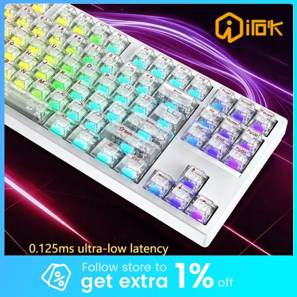 

IROK FE87 V2 IMC Трехрежимная механическая клавиатура, двойная скорость опрокидывания 8K, 0,125 мс, низкая задержка, игровая клавиатура для киберспорта, поддержка SOCD