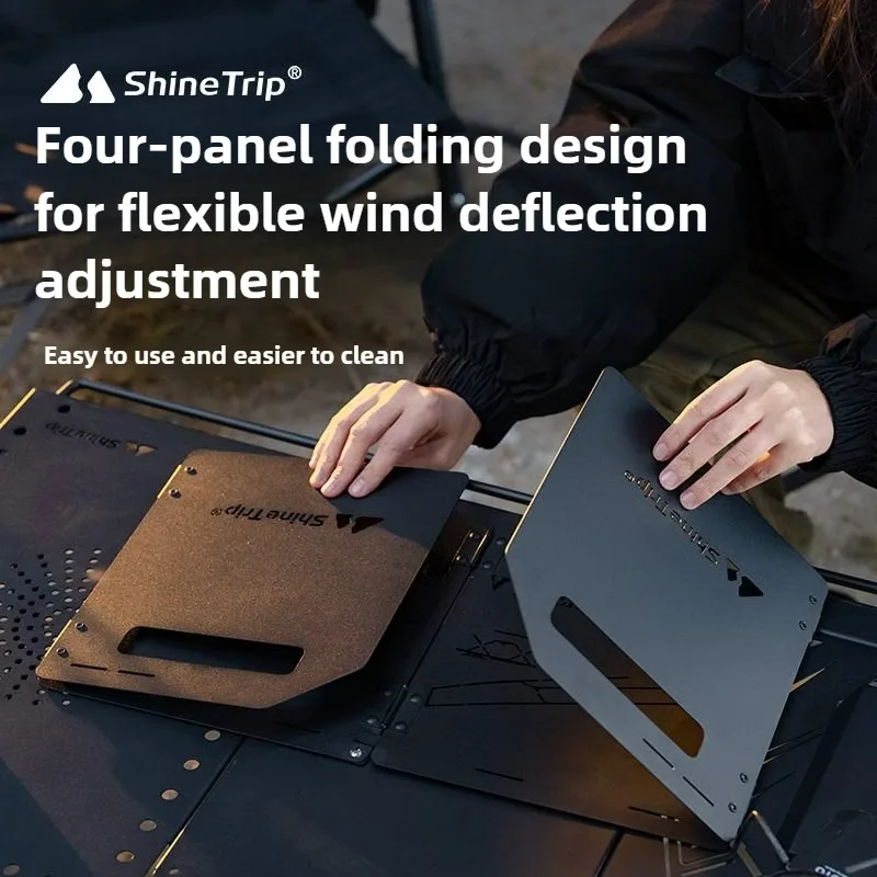 

ShineTrip portable outdoor 2026wind deflector foldable kitchen oil deflector suitable for camping picnicking cooking barbecue