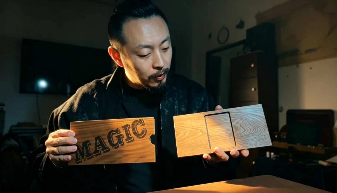 Deluxe Walnut Drawer Magic Box (Walnut Edition) Selected Card Vanish and Reappearance Magic Trick Visual Close Up Magic Gimmick