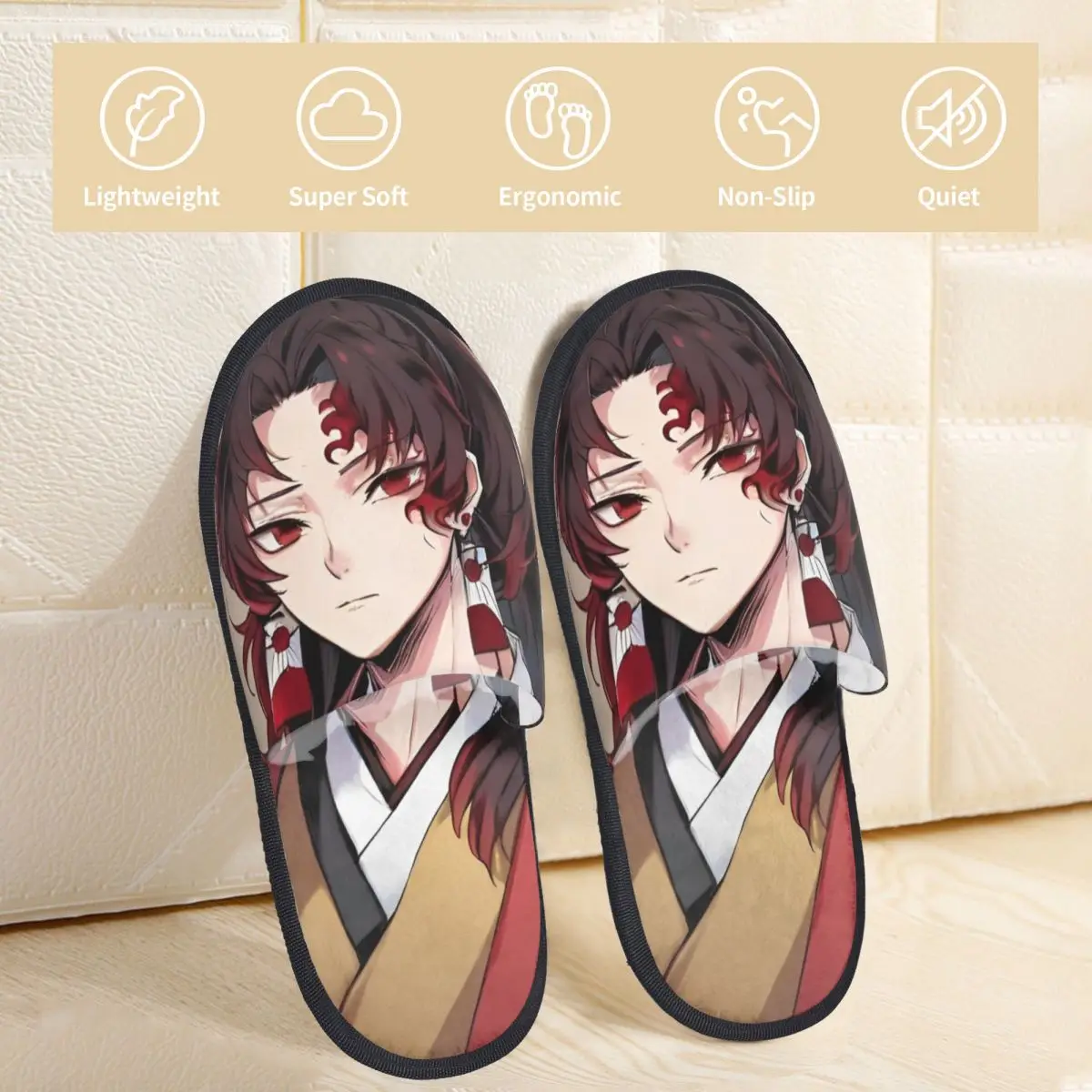 Yoriichi Home Cotton Slippers Indoor Anime Demon Slayer Cozy Memory Foam Slippers Non-slip