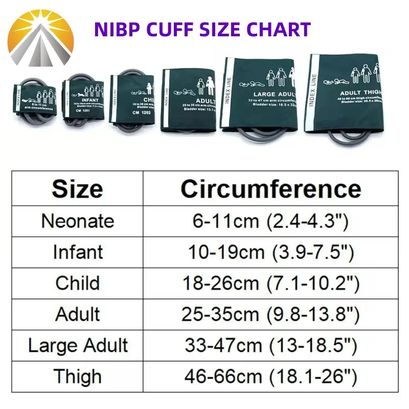 6 サイズ利用可能新生児子供大人再利用可能な血圧 NIBP カフシングルホース 1 チューブマルチ患者モニター用