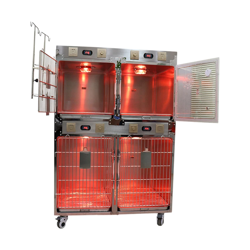 

High Quality Vet Therapy Cage Oxygen Chamber Stainless Steel with Wheels Veterinary Inpatient Pet Hospitalization Cage