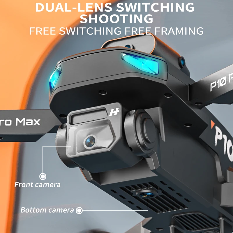 طائرة بدون طيار P10 Pro MAX مزودة بكاميرا عالية الوضوح وواي فاي FPV عالية الوضوح مزدوجة قابلة للطي مع طائرة رباعية أجهزة الاستقبال عن بعد