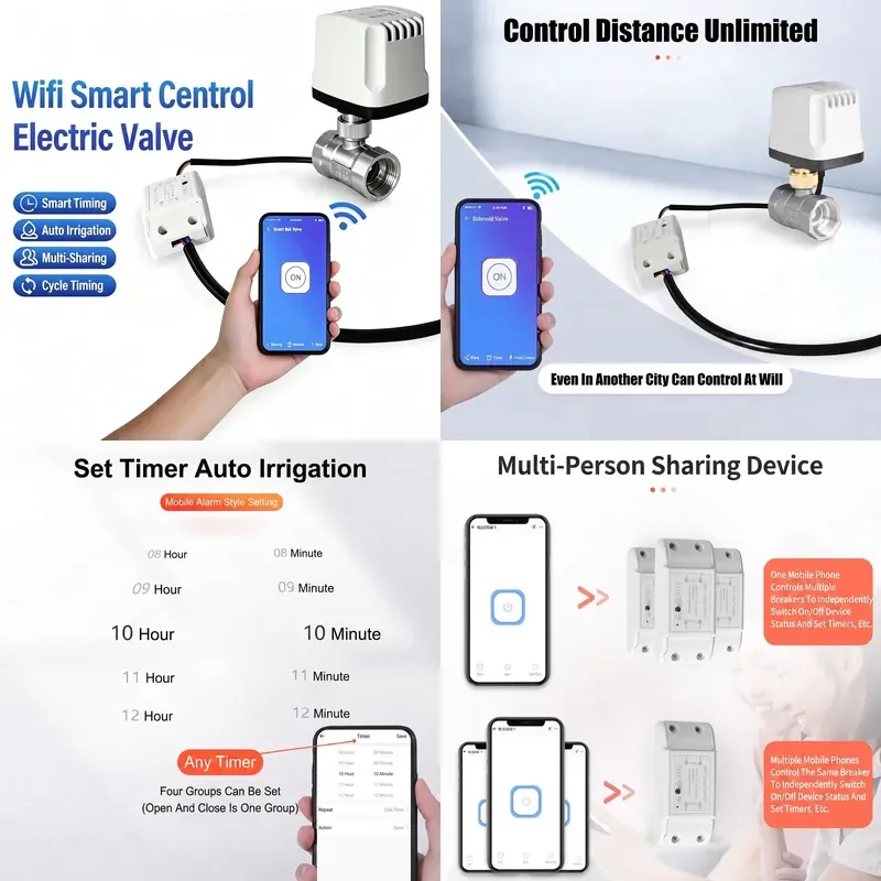 Smart WiFi Stainless Steel Electric Ball Valve Mobile Remote Control Irrigation Water Pipeline Motorized Shutoff Ball Valve