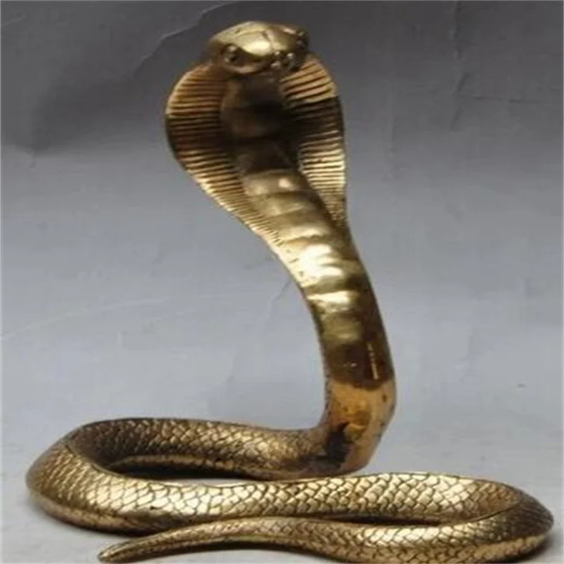 

Christmas chinese fengshui brass Wild animal KING COBRA King snake statue Sculpture Halloween