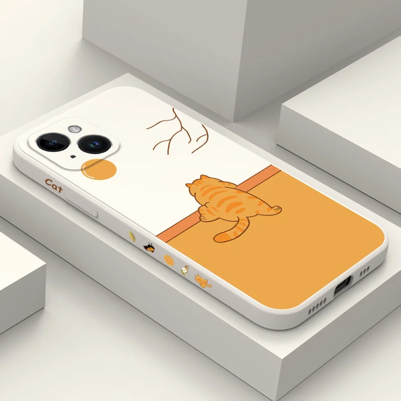 

Fat Orange Cat Phone Case For iPhone 16 15 14 13 12 11 X XR XS Plus Pro Max Mini Silicone Cover