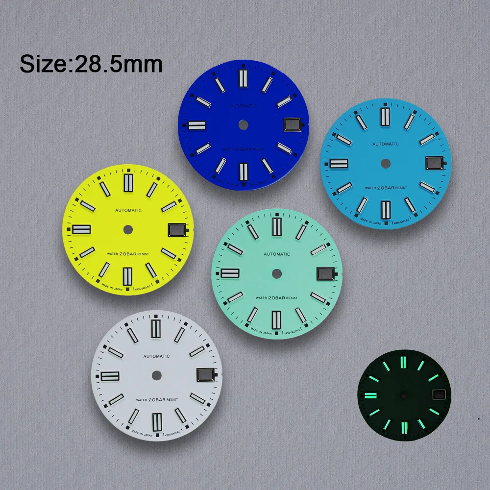 جديد 28.5 مللي متر S شعار NH35/NH36/4R/7S الطلب مناسبة للحركة الأوتوماتيكية اليابانية C3 الأخضر مضيئة ساعة اكسسوارات