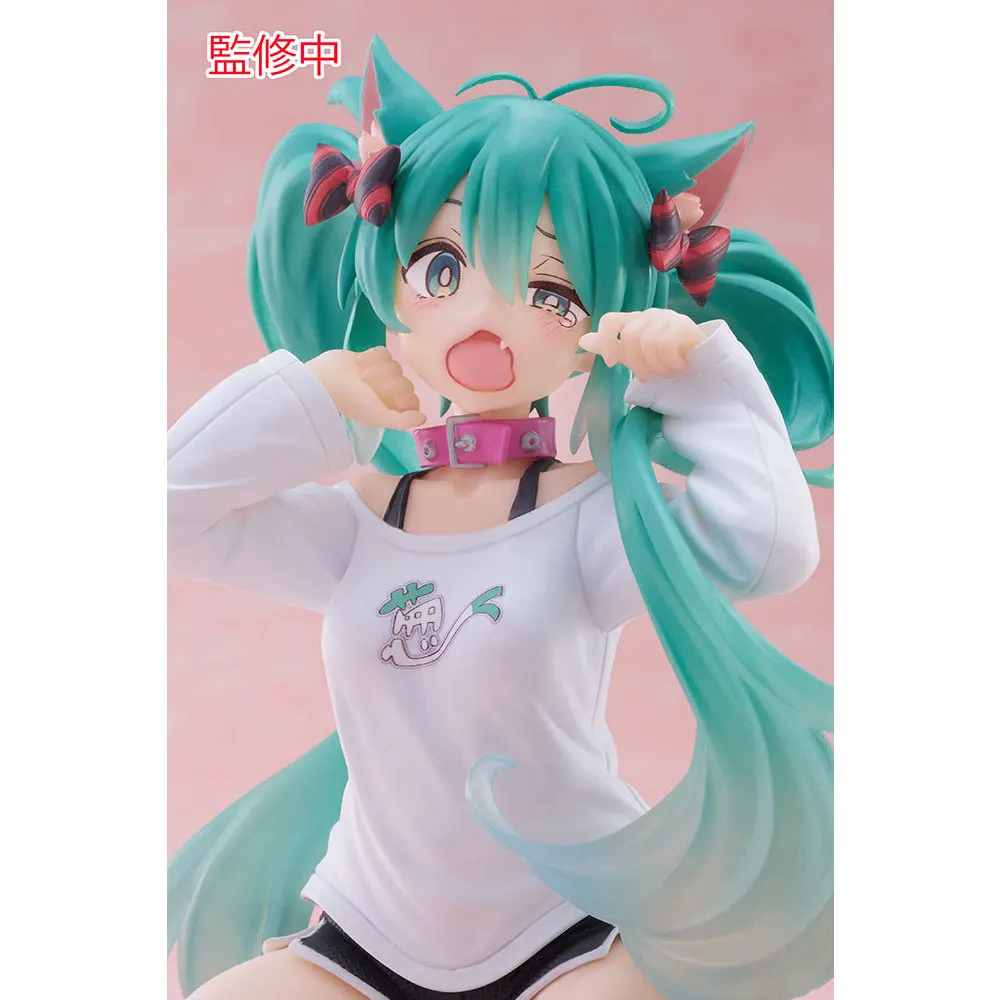 Figura de Anime Hatsune Miku de 13CM, camisa de manga larga con orejas de gato, modelo de animación para arrodillarse, juguete para regalo, colección de adornos decorativos de PVC