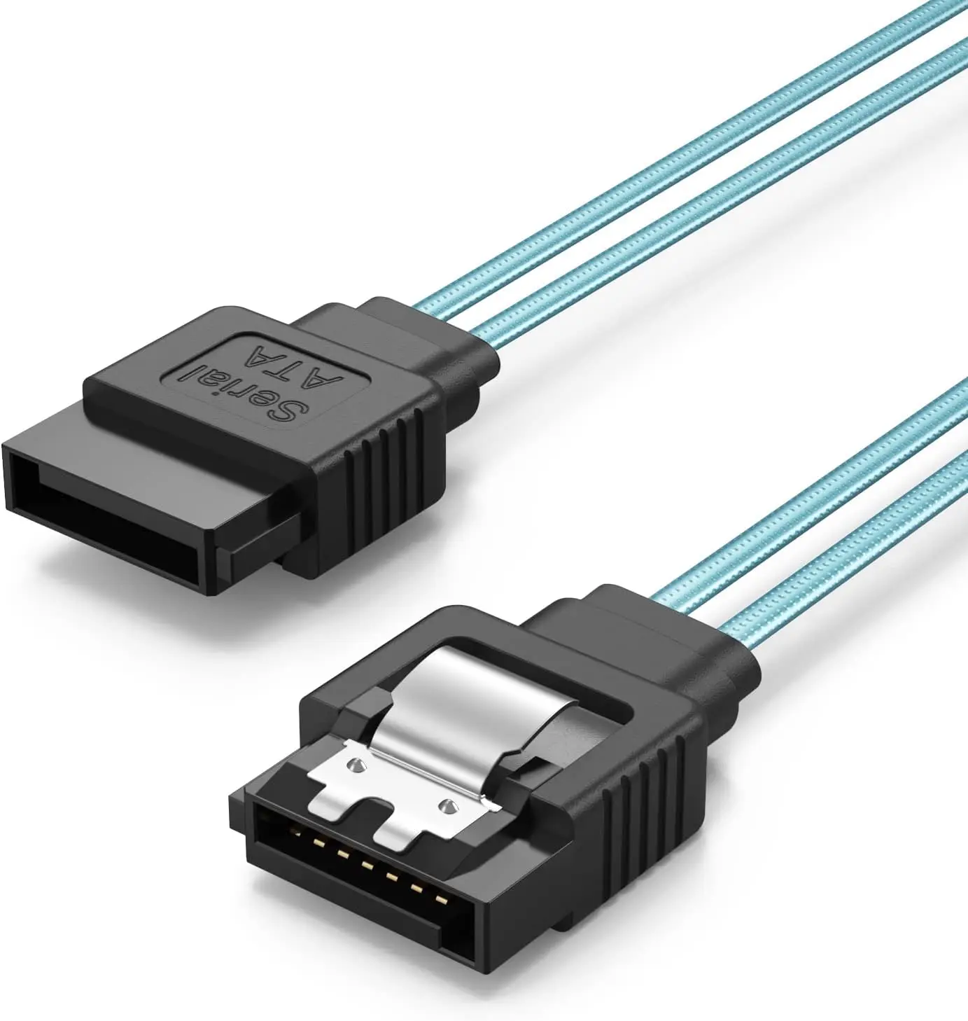 SATA Cable III to SATA III Straight 12Gbps HDD SDD Data Cable with Locking Latch Compatible for SATA HDD, SSD, CD Driver