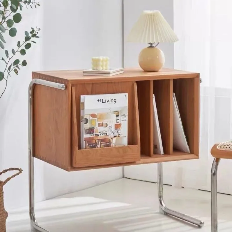 

Solid wood suspended small bookcase living room sofa side cabinet simple balcony magazine cabinet storage decoration cabinet