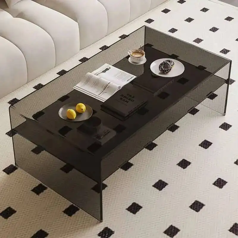 الفاخرة الحديثة الجدول الزجاج القهوة شفافة غرفة المعيشة طاولة جانبية مصمم الدائمة تتحرك الأريكة الأثاث النمط الصيني #4