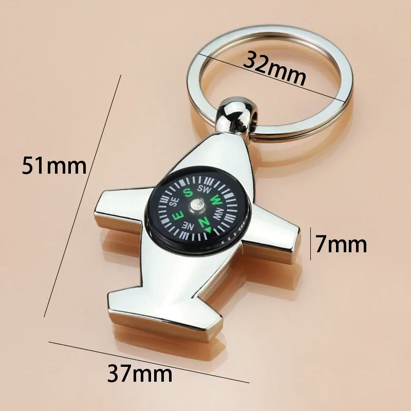 1Pc Aircraft Compass Keychain Multifunctional Keychain Men's Keychain Personalized Small Gift Backpack Accessories Car Keychain