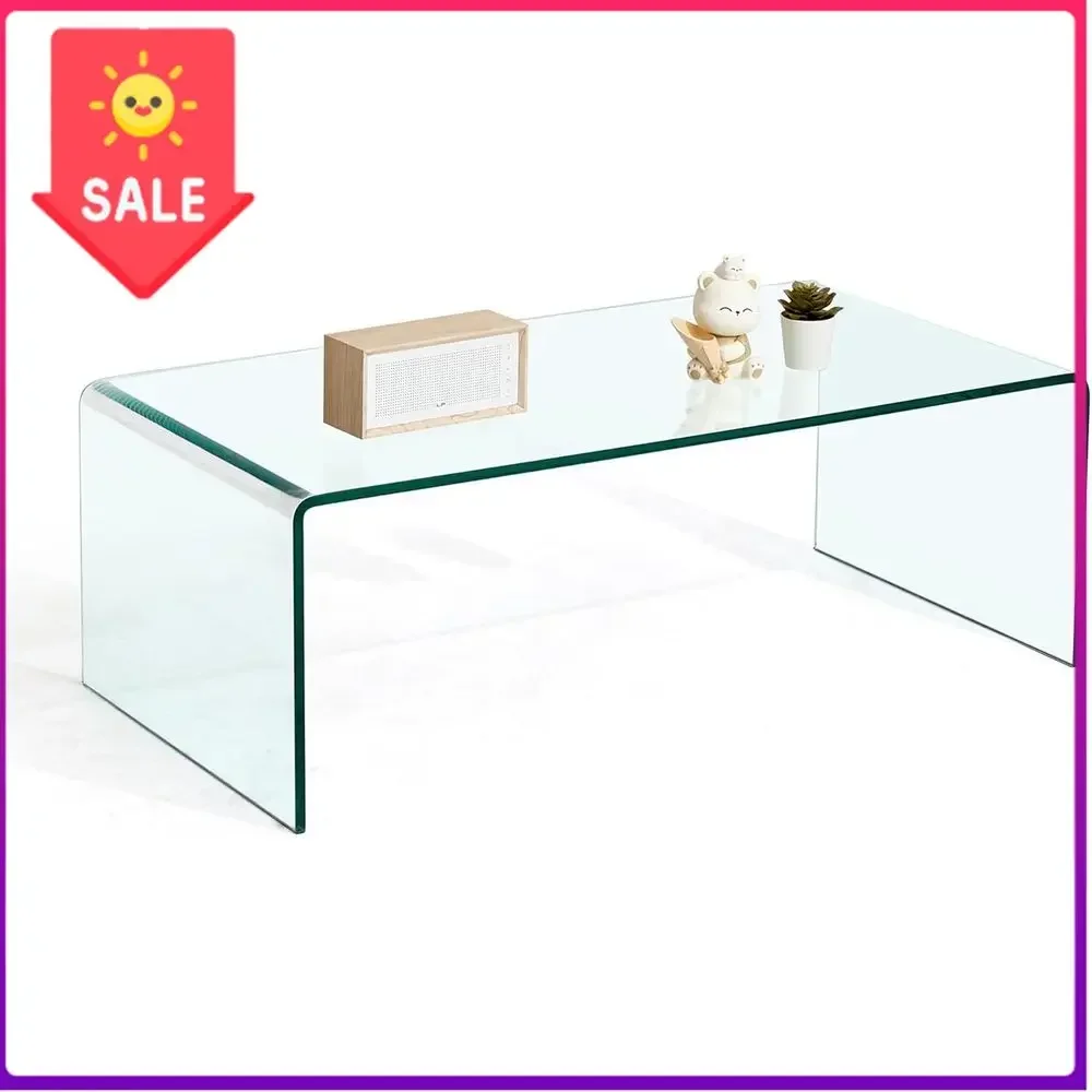 

BestsellerTempered Glass Coffee Table, 39.3 x 19.6 x 13.78H, Modern Living Room Furniture