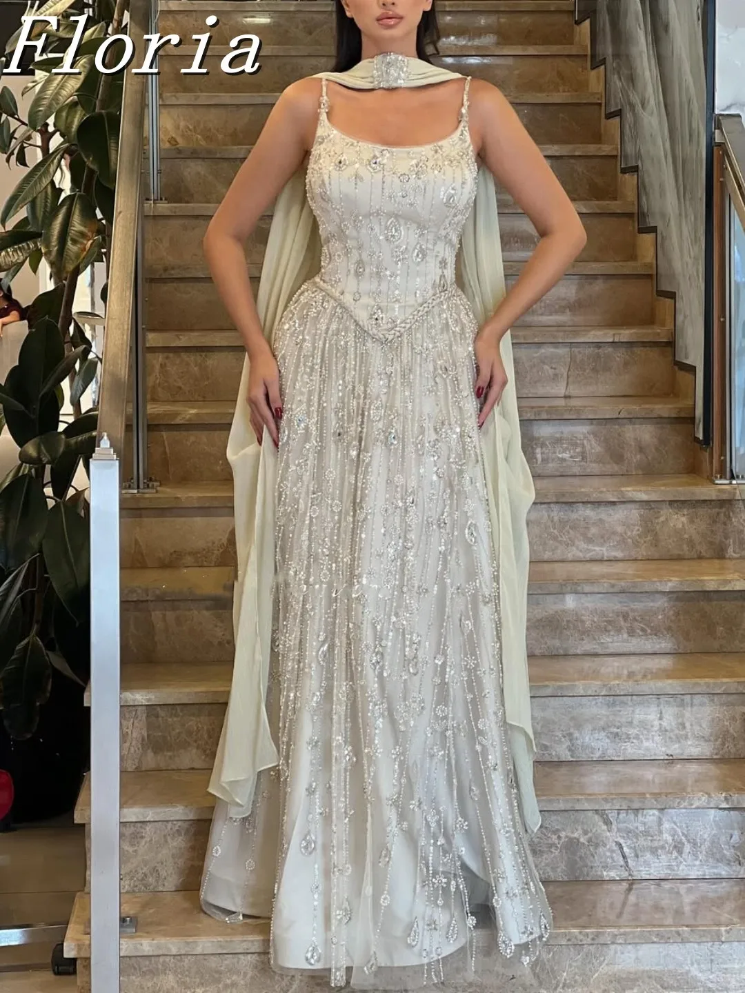 

Glitter Customized Prom Dress With Cape Prom Dress Beading Crystals Evening Party Gowns Luxury Birthday Party Dress