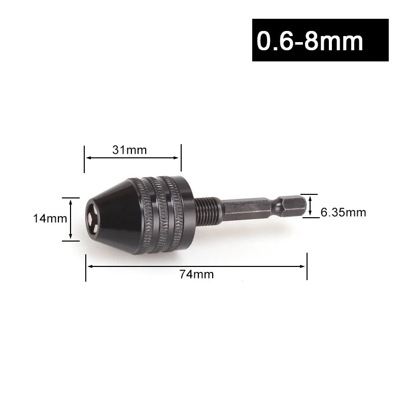 Mini Keyless Drill Chuck 0.3-8mm Self-Tighten Electric Drill Bits Collet Fixture Tools 1/4\