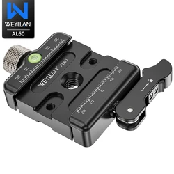 WEYLLAN AL60 Quick Release Clamp Arca Swiss Clamp Adapter for Bipod Tripod Arca Swiss QR Plate Shooting Stabilization Accessorie