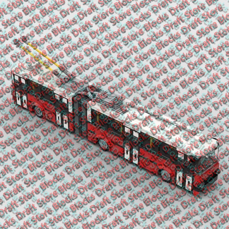 QWERT City Car Model MOC Building Bricks 280T Articulated Trolleybus Modular Technology Holiday Gifts Assemble Toys Ideal Gift