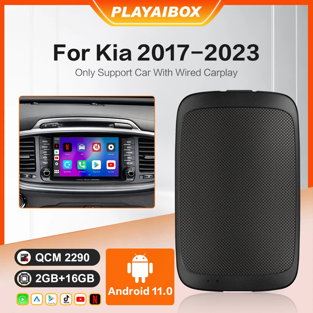 PLAYAIBOX Carplay Ai Box Android Auto Wireless Carplay For Netflix Youtube For Kia Soul Optima Soul EV Forte Niro  Rio K5 EV6