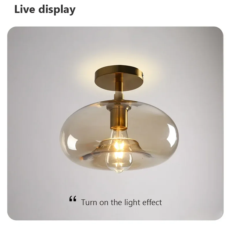 Modern Minimalist Glass Ceiling Light Nordic Texture LED Dinning Room Lamp Corridor Lustre Creative Living Room Lighting E27