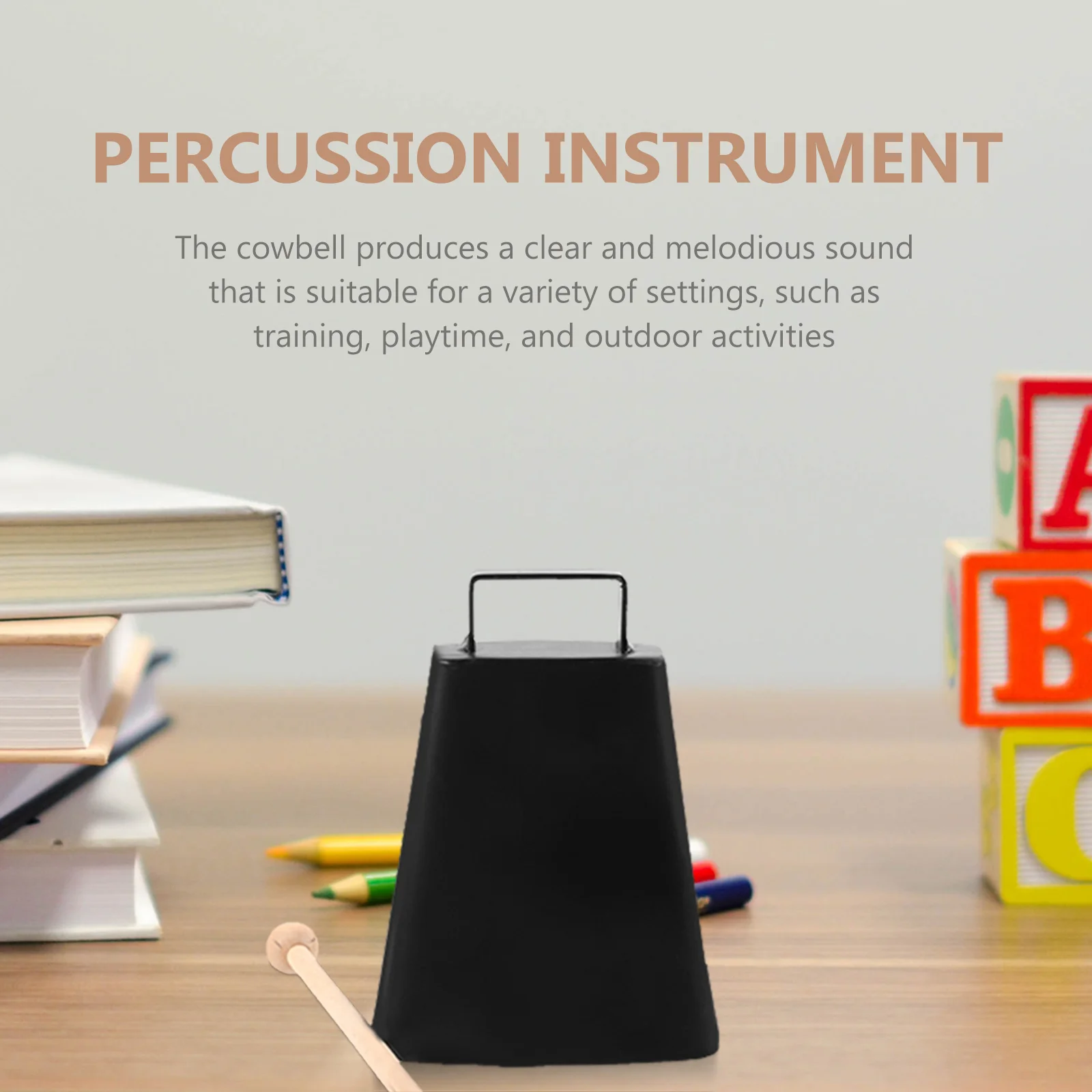 Children Cowbell Musical Instrument with Stick Cowbells for Sporting Events Cheering Metal Toy Instruments