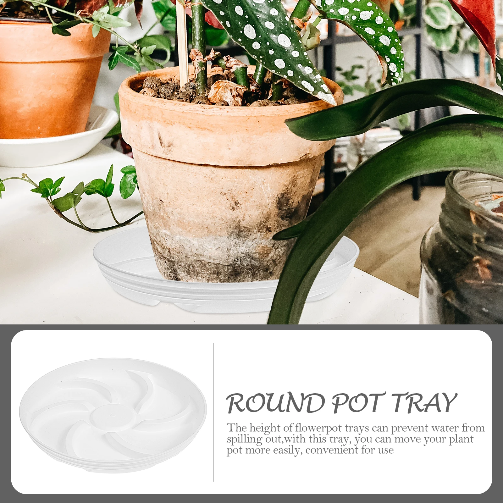 

5pcs Resin Flowerpot Trays Round Waterproof Base For Plants Garden Supplies Non-Slip Plant Pot Tray Succulent Bonsai Water Plate