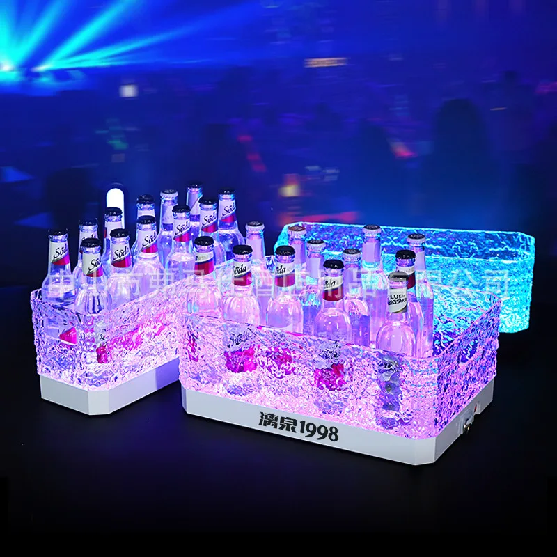 

Bar luminous ice bucket creative ice pattern Internet celebrity beer frame KTV12 24 commercial large capacity soda barrels