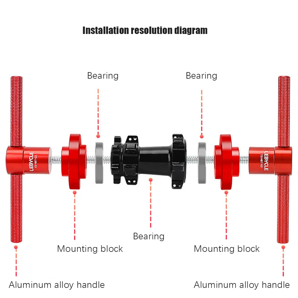 Lebycle-Bicycle Bearing Static Installation and Remove Tools Kit, Wheel Hub Install and Remove for Road Bike, Mountain Bike