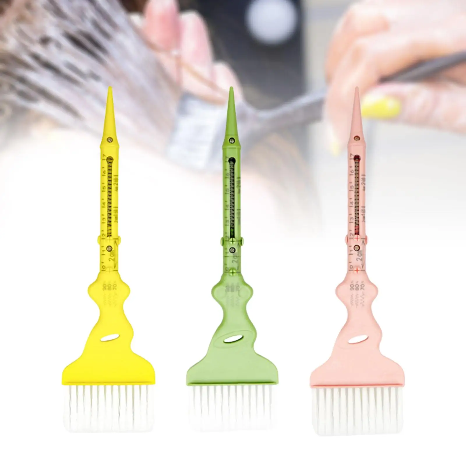 فرشاة صبغ الشعر بتصميم مطاطي مع فرشاة مستقيمة لصبغ الشعر بمقياس متدرج #4