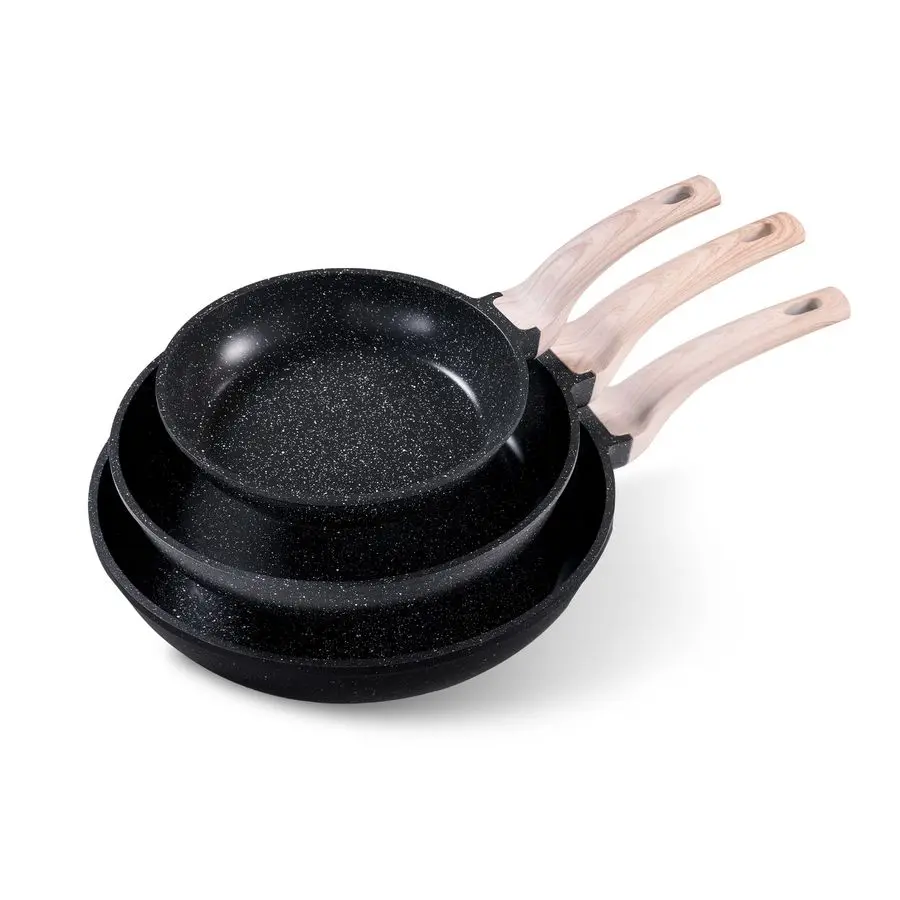 

Non Stick Frying Pan Skillet Set, Omelet Pan, Healthy Non Toxic Granite Chef Pan, Induction Compatible Egg Frying Pan with HeatR