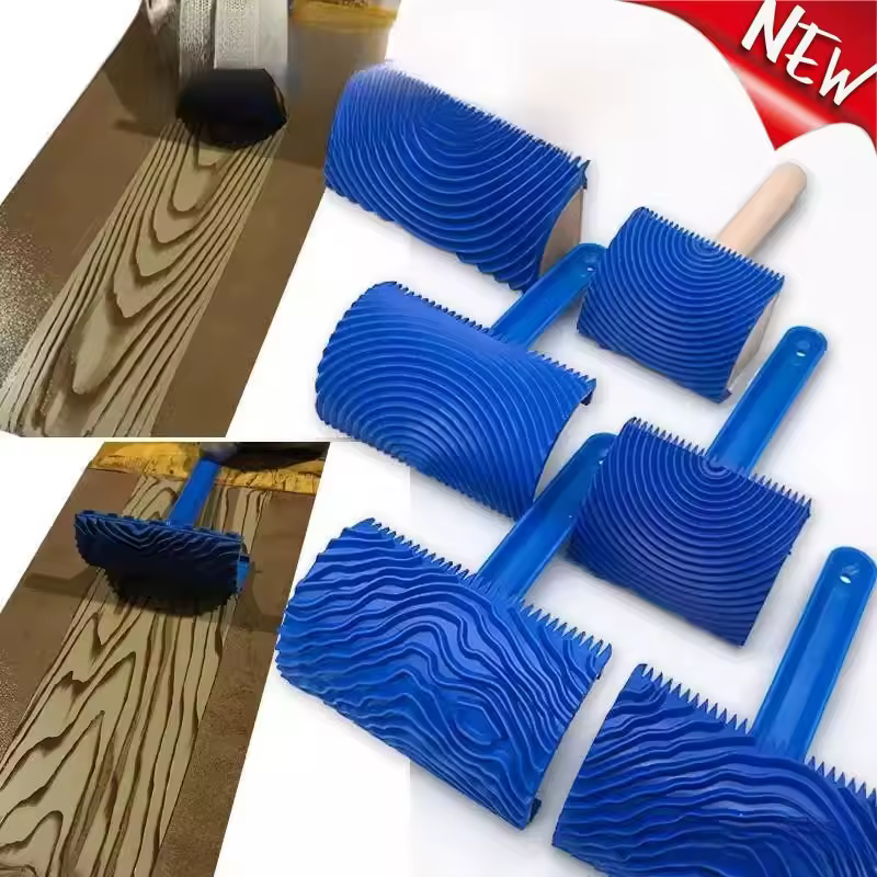 Peigne à grain de bois, outil en caoutchouc, imitation grain, rouleau de peinture, motif de brosse pour mur, salle, maison, cour, décoration de jardin, outils de peinture