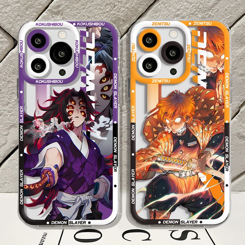 Demon Slayer Anime Coque de téléphone transparente en silicone souple, Japon, iPhone 15 14 13 12 Mini 11 Pro Max X Poly XS 7 8 SE20 Plus