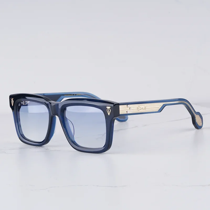 

Солнцезащитные очки KIZN 2025: Модные винтажные квадратные синие очки с кристаллами для мужчин, люксовые, высочайшего качества, из толстого ацетата, для защиты от солнца