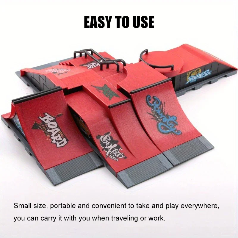 Mini Skateboard Skateboard da dito Rampa professionale Skatepark Giocattolo per scooter da pista in lega assemblato per bambini