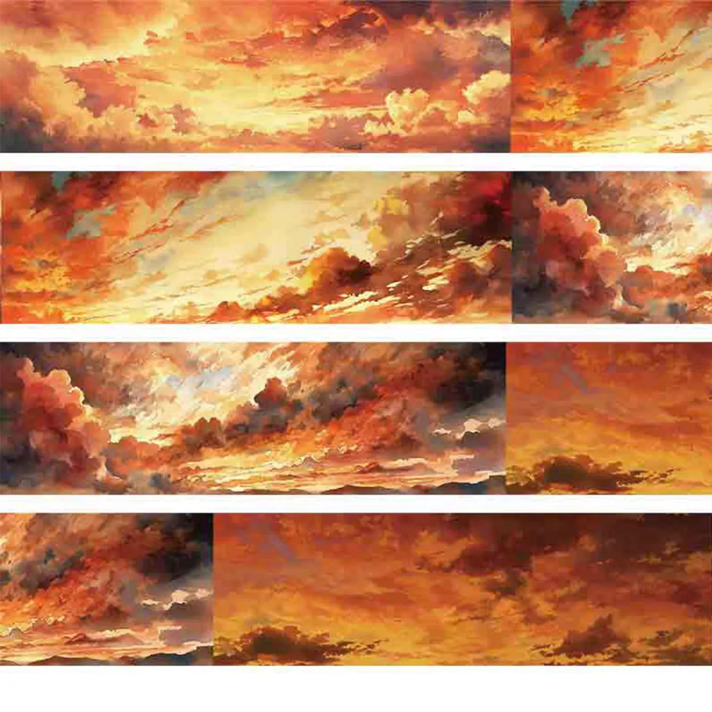 DIY Fiery Cloud Sky Background Washi Tape Scrapbooking Landscape Decorative Sticker