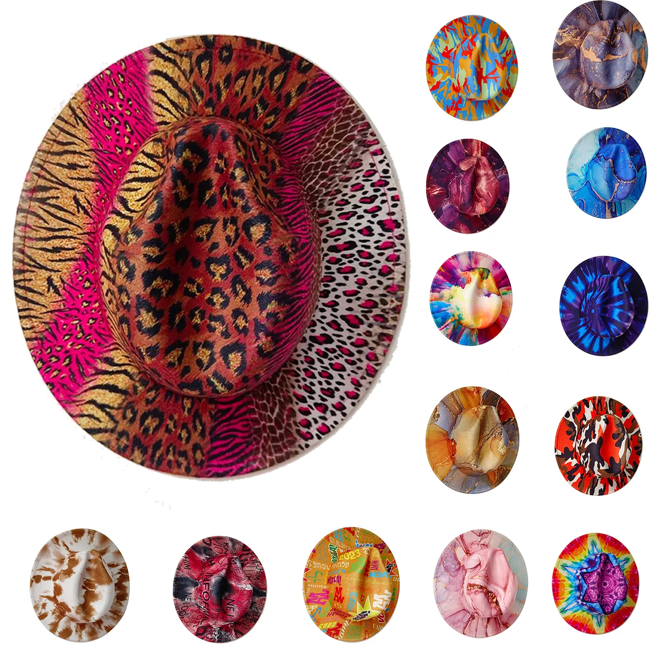 

Rose Red Leopard Print Fedora Hat Tie Dye Hat Unisex Fashion Unique Style Ladies Fedora Hat sombrero