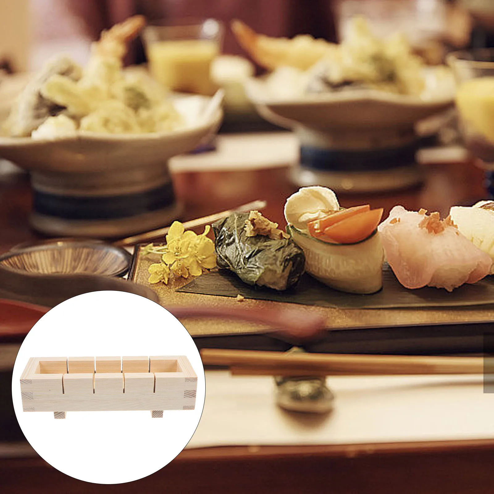 

Sushi Mold Maker Press Set Rice Ball Kitchen Tools Molds Rolling Child Roller Wood Material Non Toxic Safe Sushi Fudge Cake