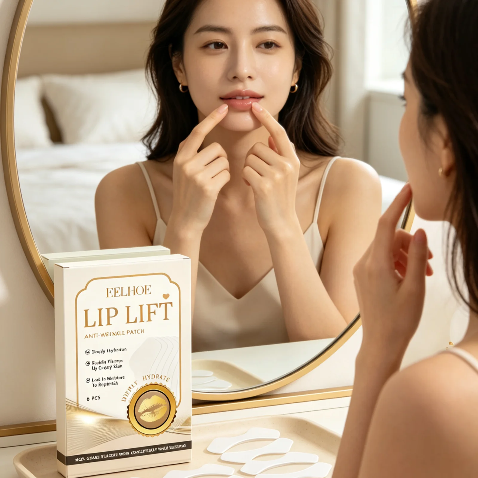 EELHOE Lip Lift Anti Wrinkle Patch Reduce Fine Lines Deep Hydrating Smoothing Even Skin Tone Relieve Dryness Lip Care Patch 6PCS