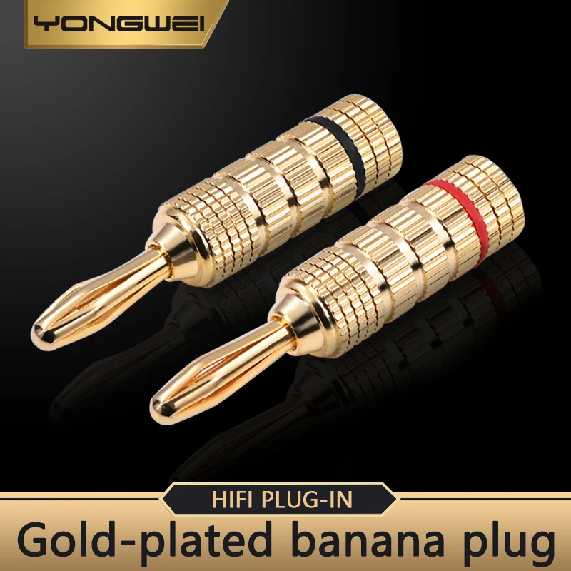 

YONGWEI conectores Banana de Placa dorada, Cable amplificador de altavoces de 4mm, conectores Banana macho, Jack