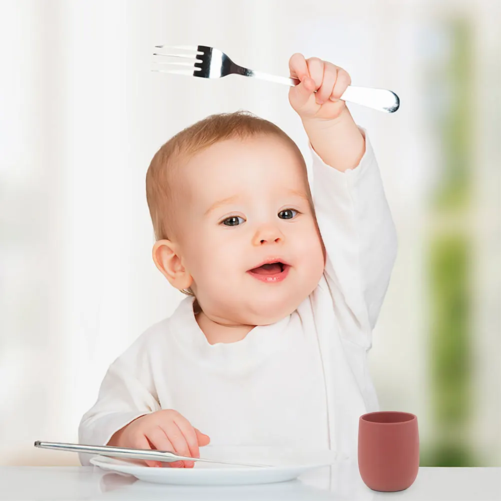 

2pcs Baby Training Water Silicone Durable Heat Resistant Safe Dishwasher Small Size Toddler Open Silicone Training Cups For