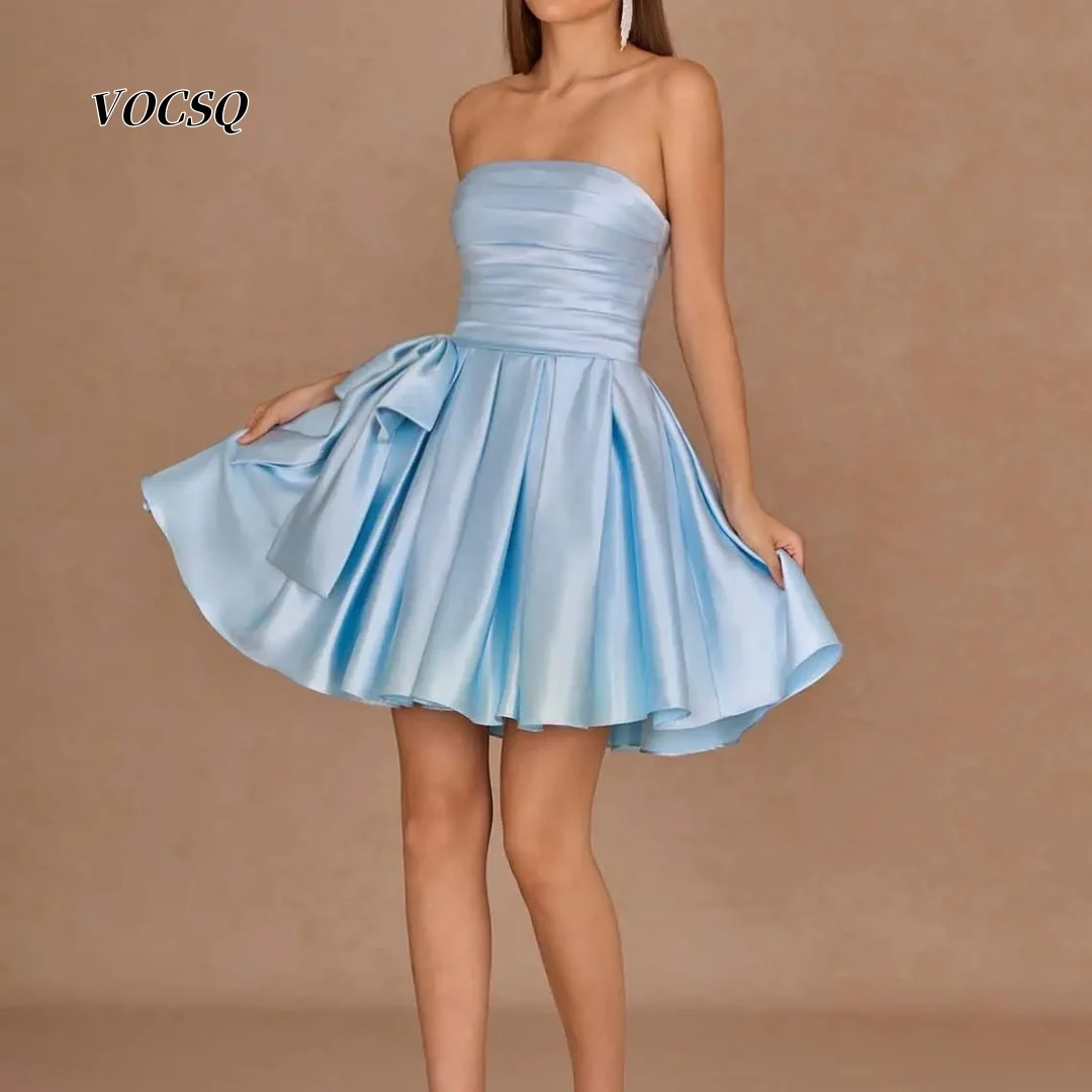 Junior Formal Dress Satin Homecoming Gown Side Big Bow Mini Dress For Teen Graduation Party Sweet 16 Birthday Events Customized