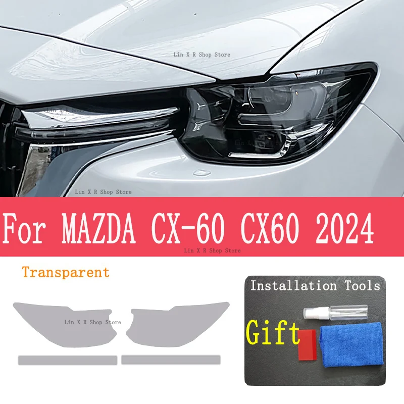 

For MAZDA CX-60 2024-2025 cx60 Car Exterior Headlight Anti-scratch Front Lamp Tint TPU Protective Film Cover Repair Accessories